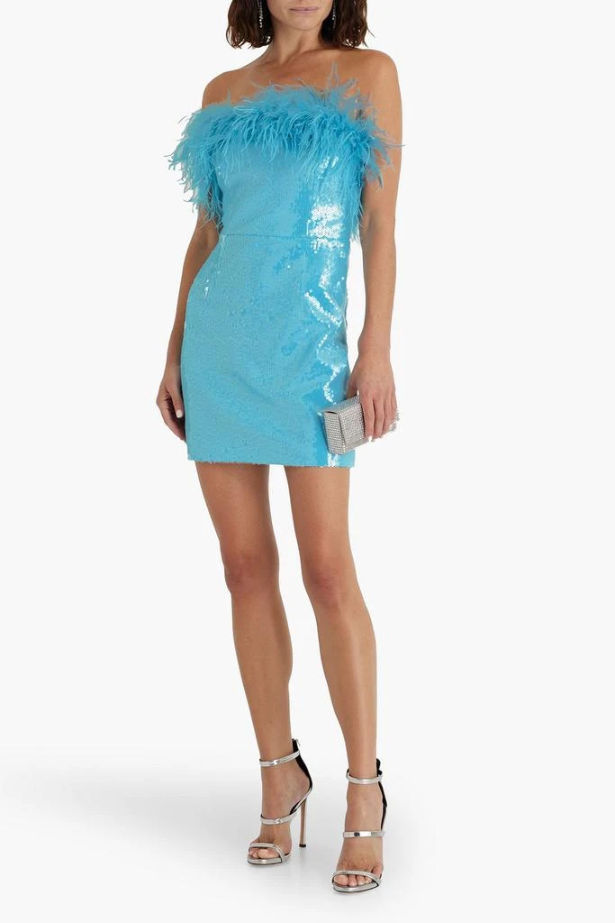 REBECCA VALLANCE Nicolette strapless feather-trimmed sequined tulle mini dress 2