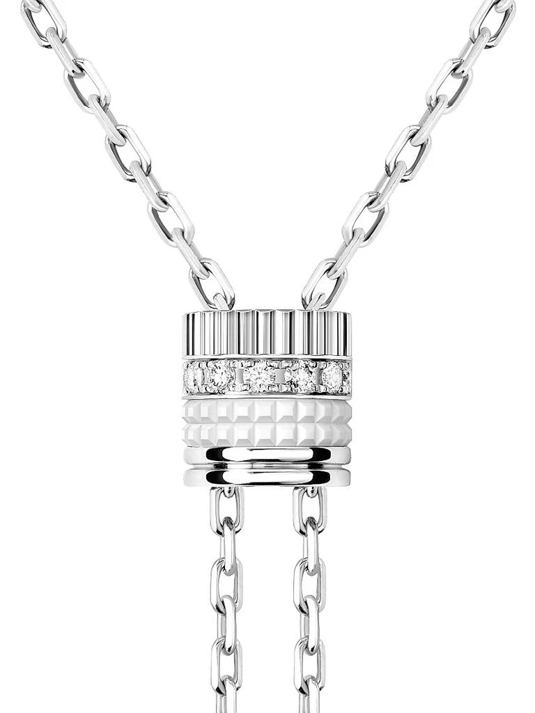 Boucheron Quatre White Edition 18K White Gold, 0.18 TCW Diamond & HyCeram Bolo Necklace 4