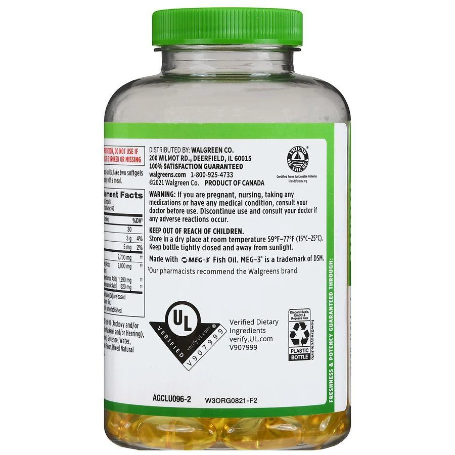 Walgreens Omega-3 From Fish Oil 2000 mg Softgels Natural Lemon 4