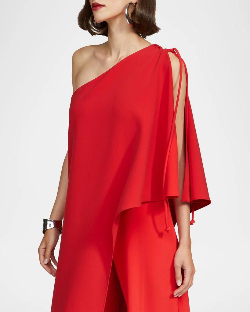 HALSTON Ignacia Draped One-Shoulder Crepe Jumpsuit 5