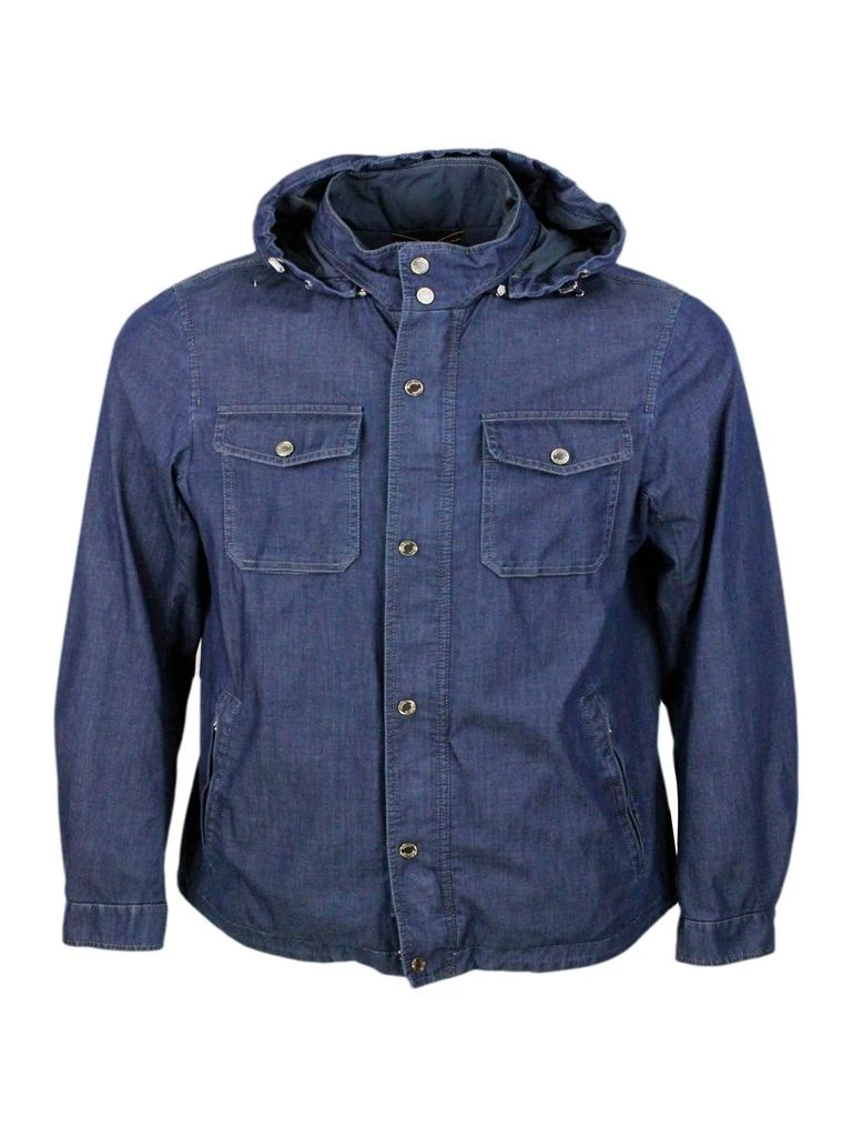 MOORER Moorer Long-Sleeved Hooded Denim Jacket