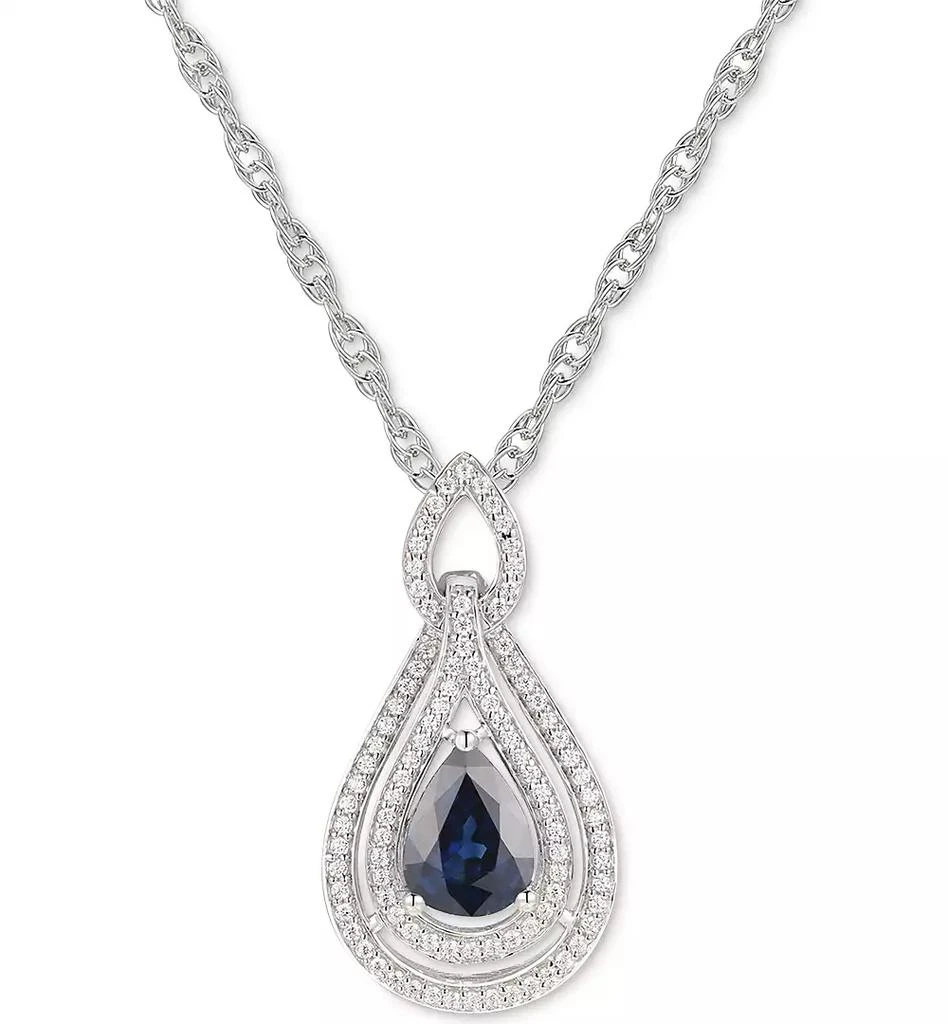 Macy's Sapphire (1-1/4 ct. t.w.) & Diamond (1/4 ct. t.w.) 18" Pendant Necklace in 14k White Gold (Also available in Tanzanite, Emerald and Ruby) 2