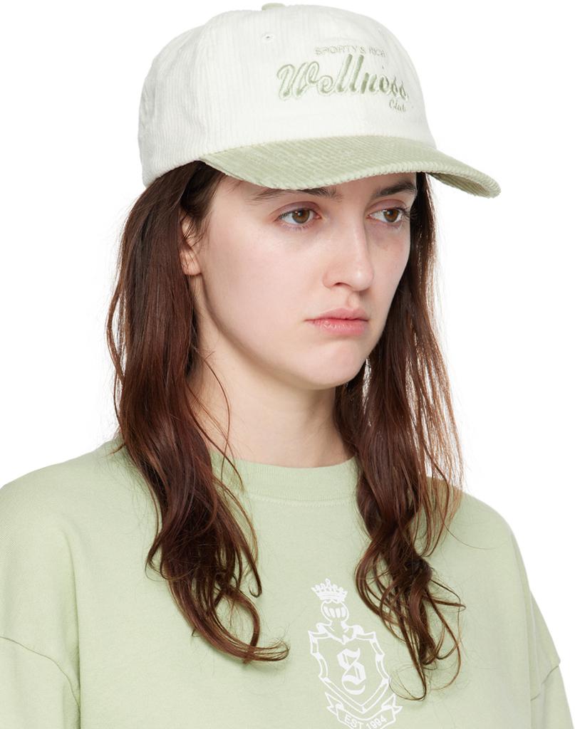 Sporty & Rich Off-White & Green Draft Corduroy Cap