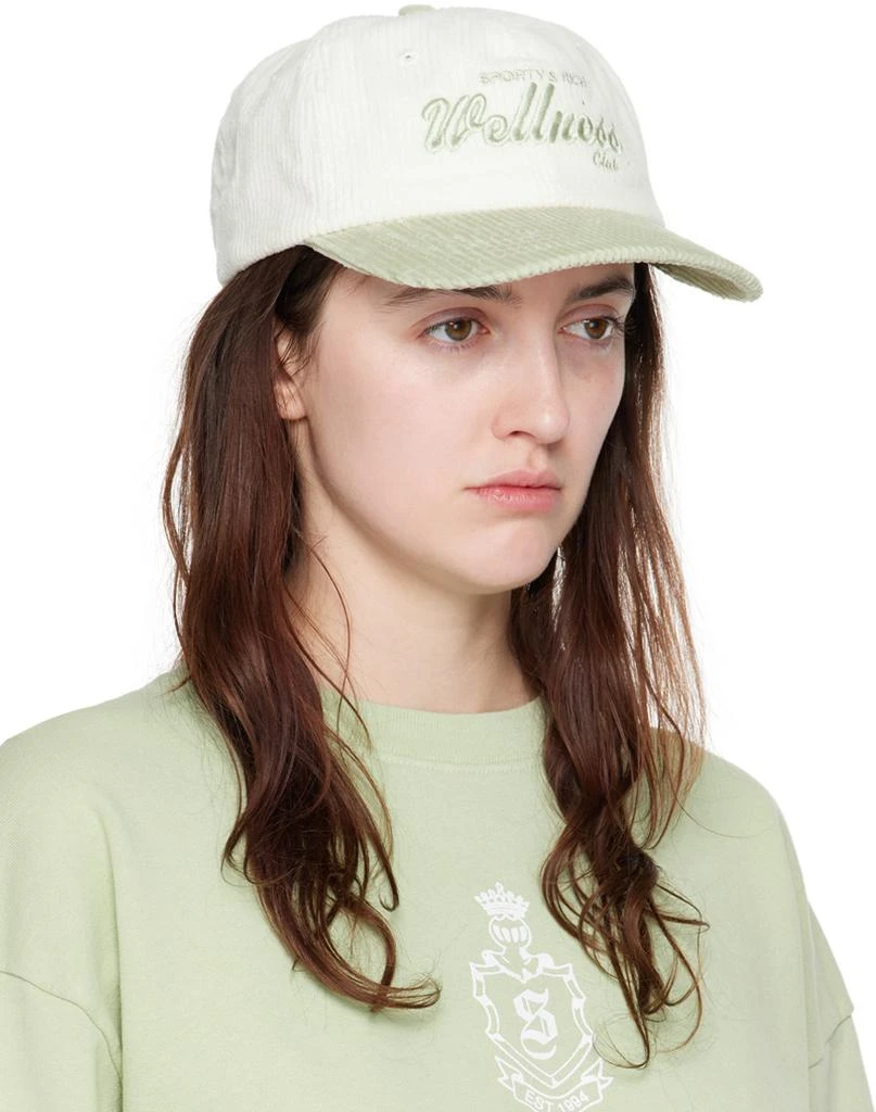 Sporty & Rich Off-White & Green Draft Corduroy Cap 2