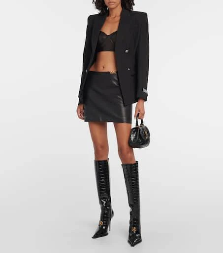 Versace Croc-effect patent leather knee-high boots 2