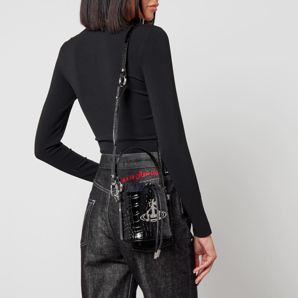 Vivienne Westwood Vivienne Westwood Daisy Drawstring Croc-Effect Leather Bag