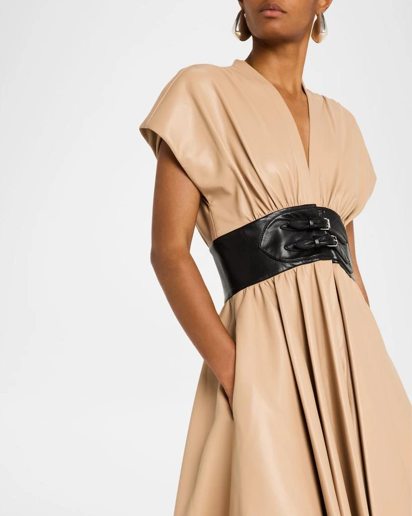 Alexis Viktoria Vegan Leather Midi Dress 5