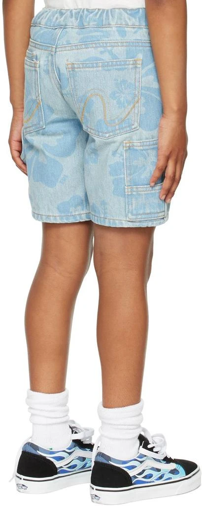 ERL Kids Blue Denim Hibiscus Shorts 4