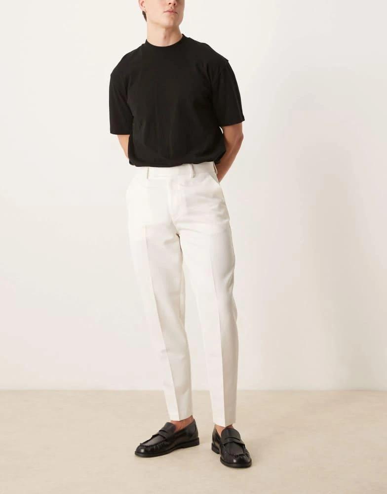 ASOS ASOS DESIGN smart tapered fit trousers in white 1
