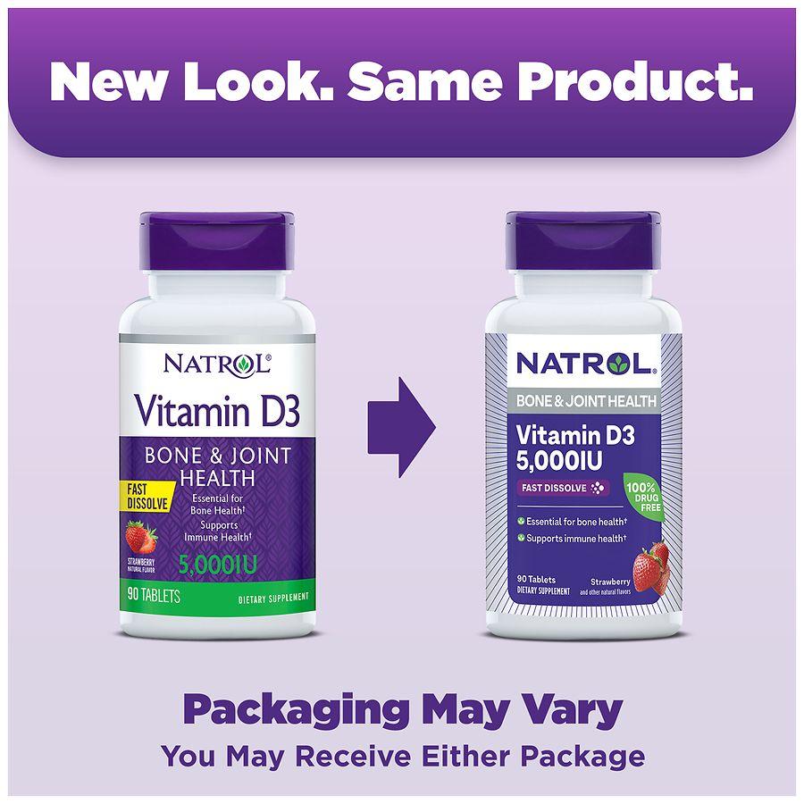 Natrol Vitamin D3 5,000 IU Fast Dissolve Strawberry