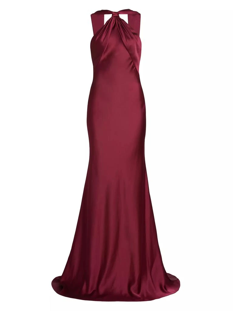 Monique Lhuillier Mallory Satin Halterneck Gown 1