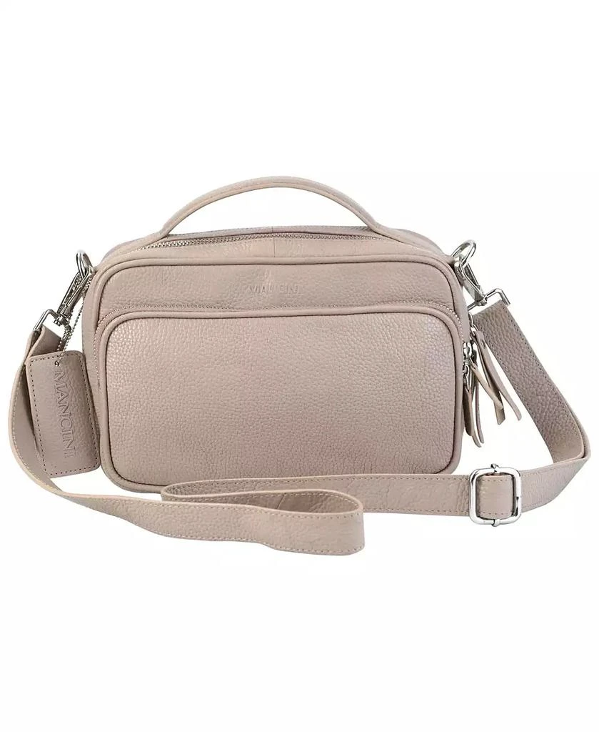 Mancini Leather Goods Pebbled Collection Julianna Leather Crossbody Satchel Bag 1