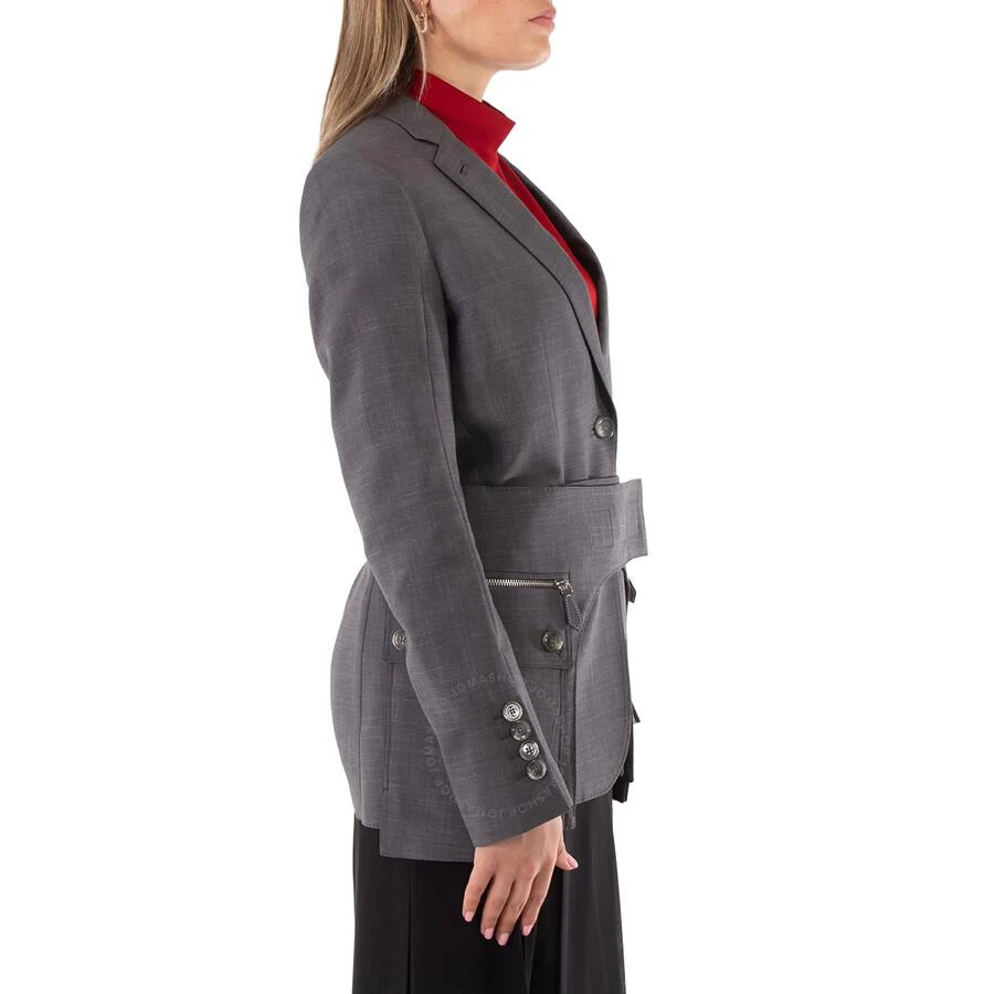 Burberry Charcoal Grey Wool Silk Mohair Linen Blazer With Cargo Belt Detail 2