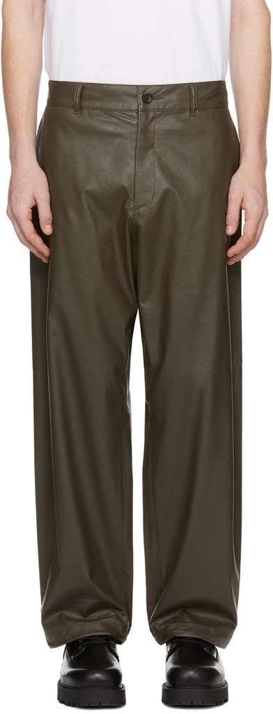 n.hoolywood Brown Wide Faux-Leather Trousers 1