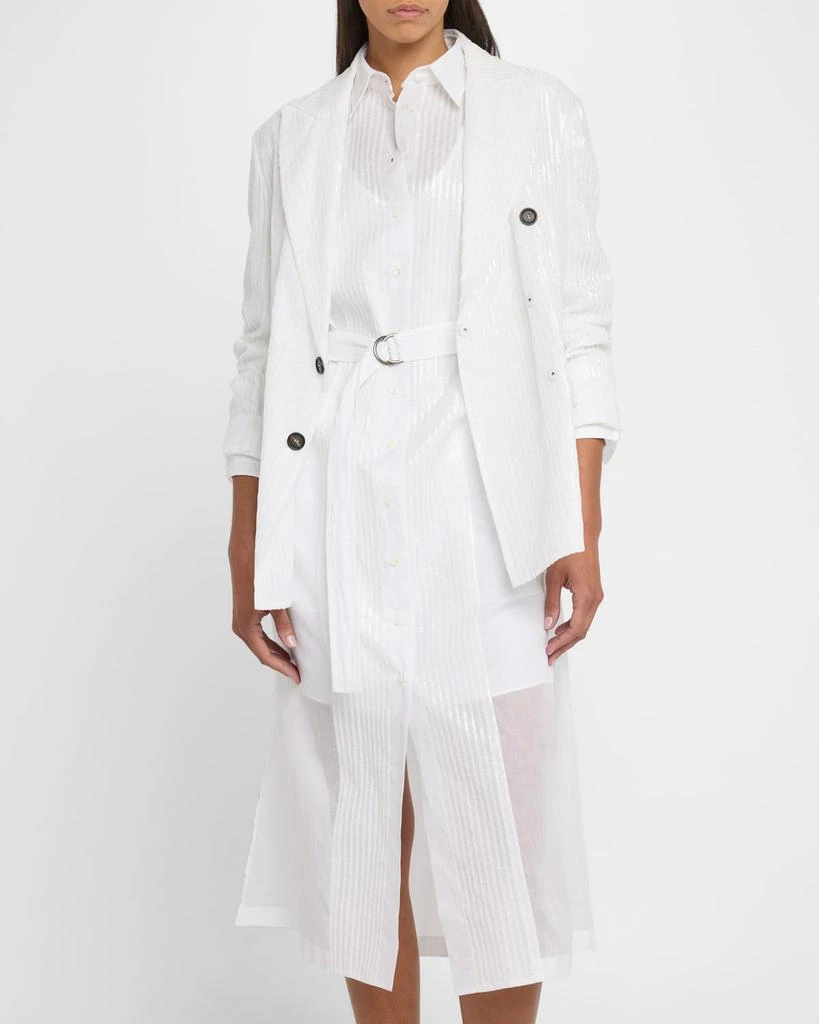 Brunello Cucinelli Sequined Stripe Double-Breasted Organza Jacket 4