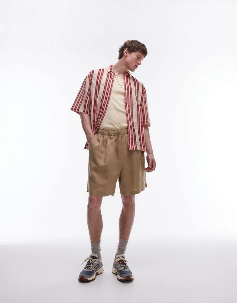 Topman Topman co-ord linen shorts in stone 1
