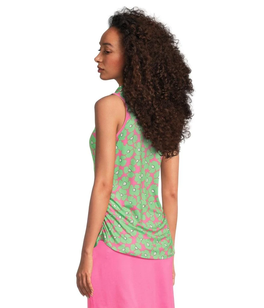 Callaway Floral Sleeveless Mini Collar And Side Shirring Top 3