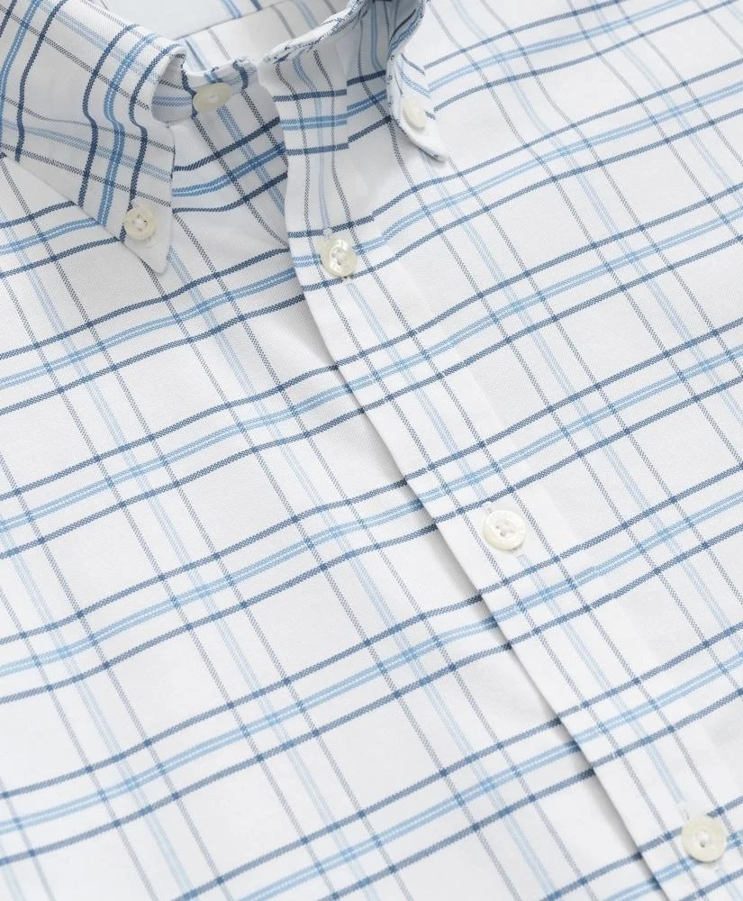 Brooks Brothers Stretch Cotton Non-Iron Oxford Polo Button-Down Collar, Grid Check Short-Sleeve Shirt 2