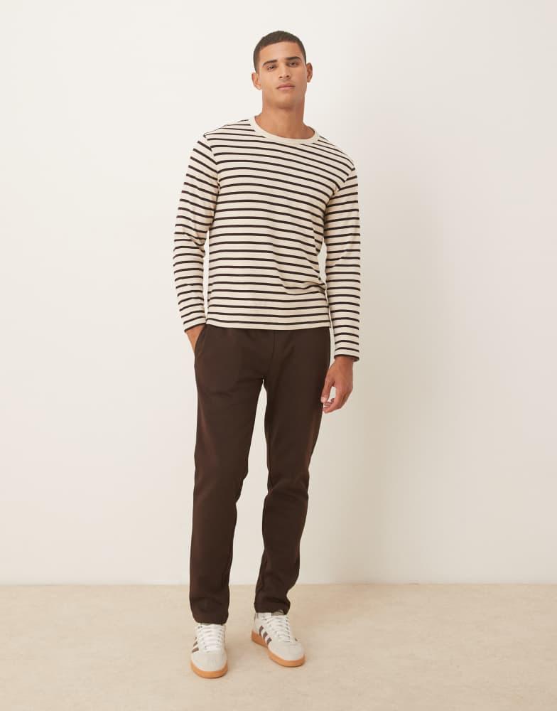 Brave Soul Brave Soul Straight leg open hem joggers in chocolate