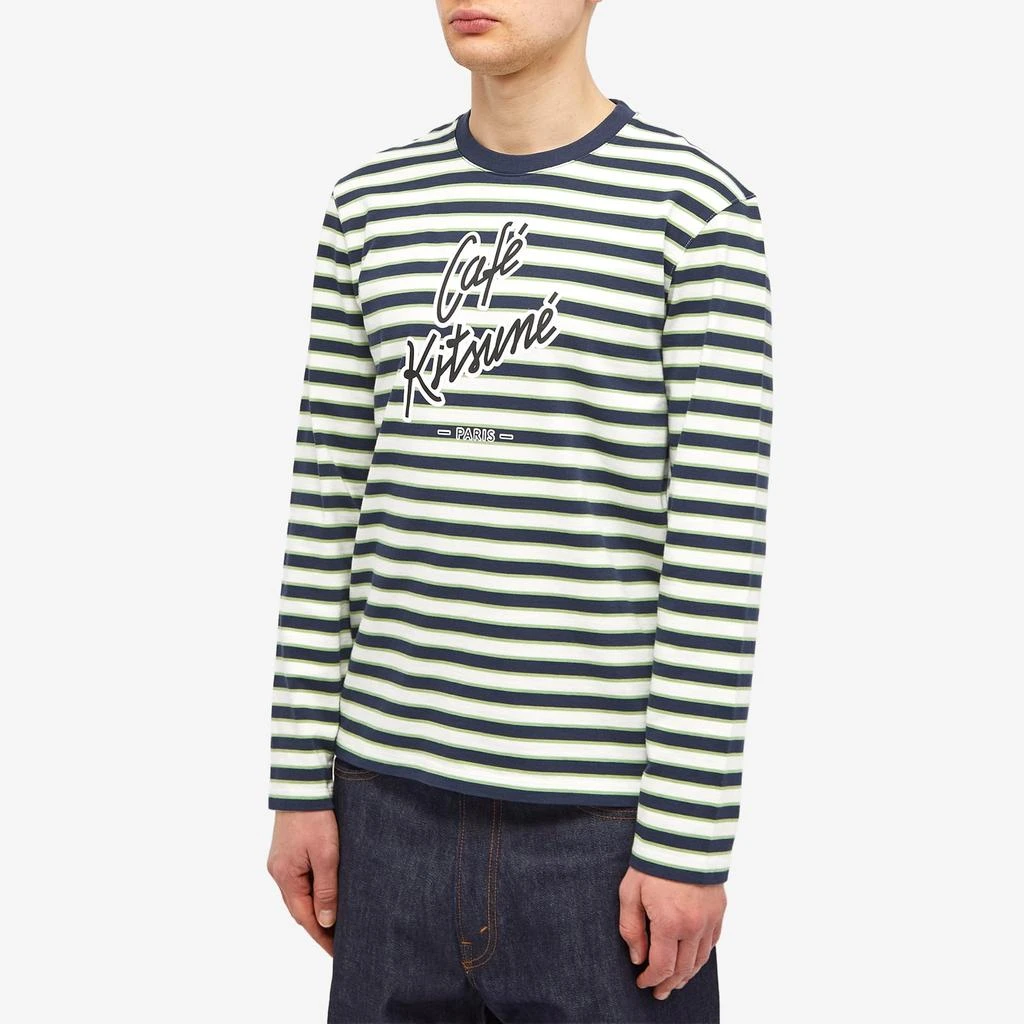 Maison Kitsune Cafe Kitsune Long Sleeve Striped Regular T-Shirt 2