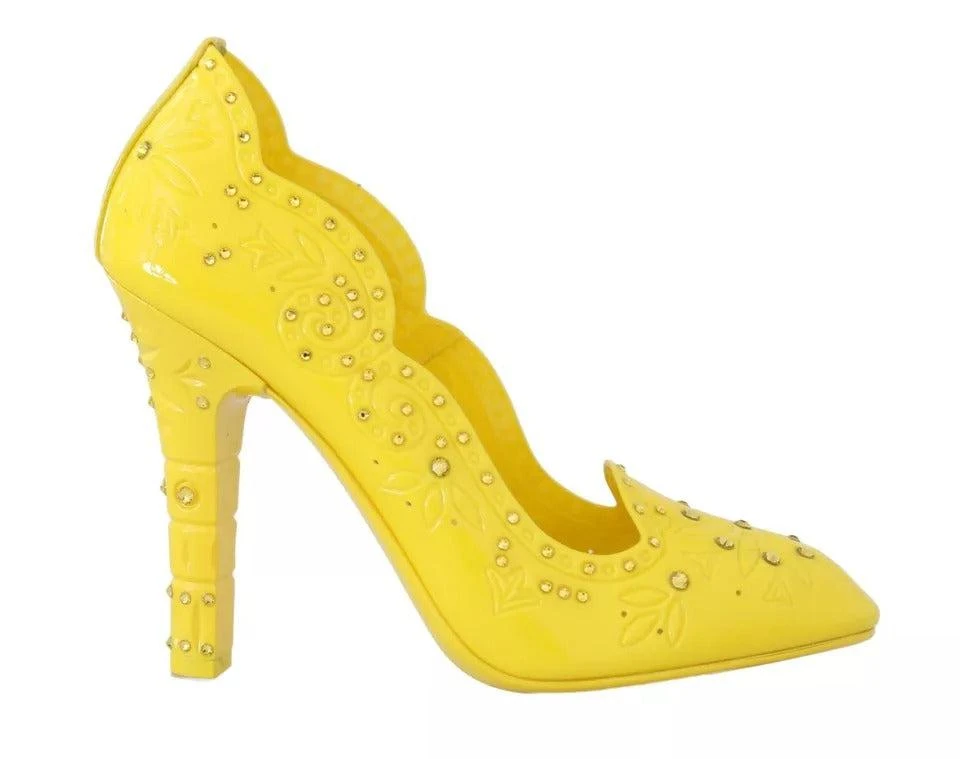 Dolce & Gabbana Dolce & Gabbana Yellow Crystal Heels CINDERELLA Shoes 1