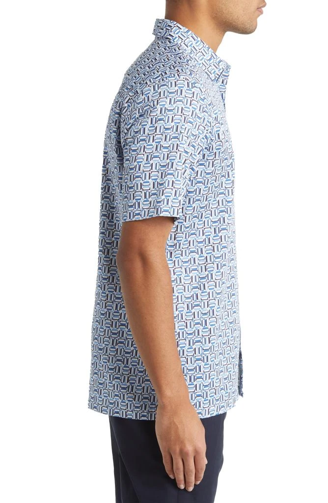 Ted Baker London Astun Regular Fit Geometric Print Stretch Short Sleeve Button-Up Shirt 4