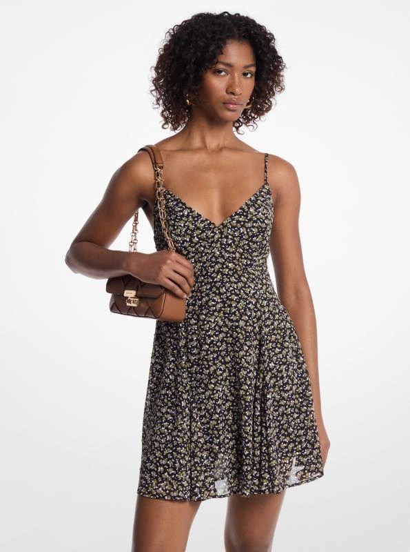 Michael Kors Studded Floral Print Georgette Mini Dress 1