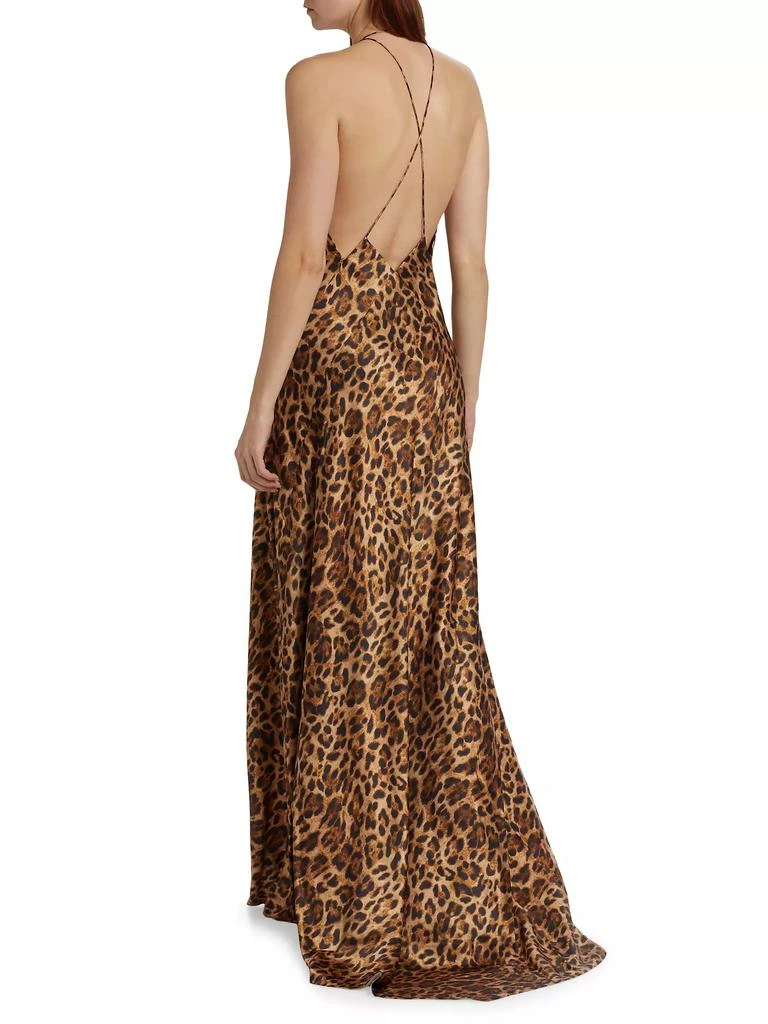 MICHAEL LO SORDO Alexandra Silk Leopard Maxi Gown 5