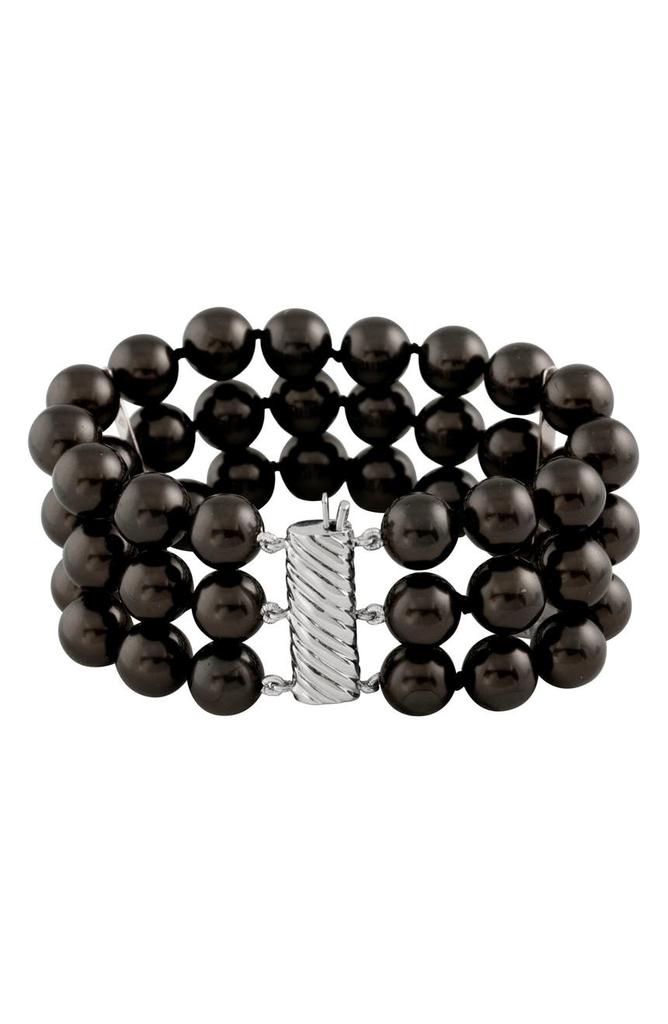 Splendid Pearls Triple Row Shell Pearl Bracelet
