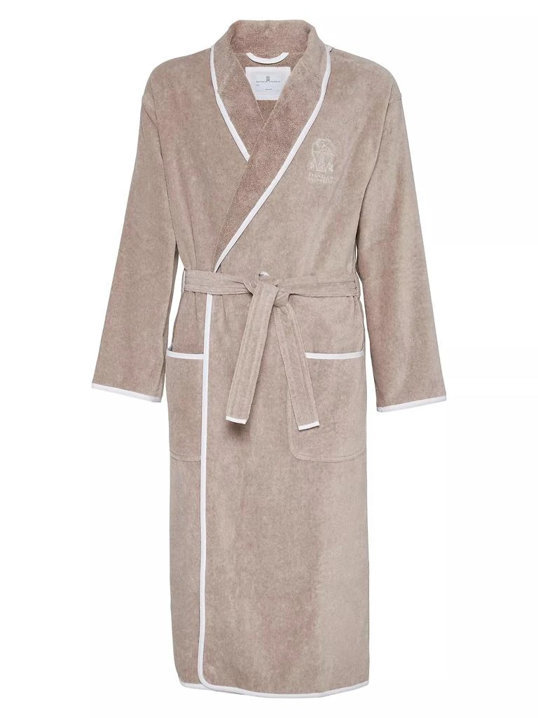 Brunello Cucinelli Cotton Terrycloth Bathrobe with Linen Trims 1