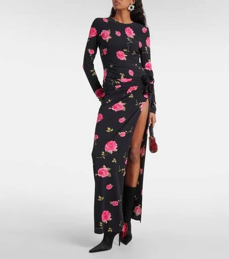 Magda Butrym Floral-appliqué satin sock boots 2