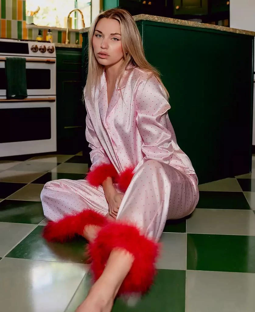Linea Donatella Women's Marabou Faux-Fur Trimmed Pajama Set 7