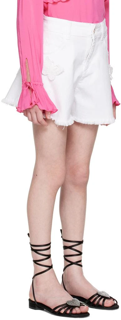 MISS BLUMARINE Kids White Butterfly Denim Shorts 2