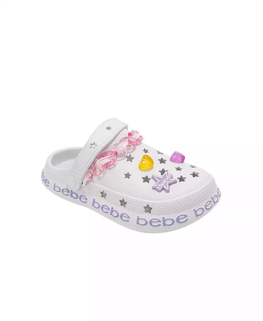 Bebe Little Girls Lightweight EVA Clog with Chain with Logo Grosgrain Ribbon and Charms