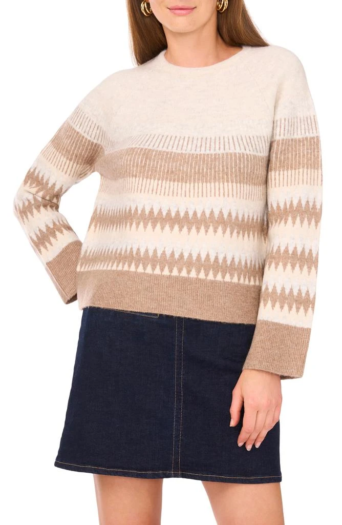 Vince Camuto Fair Isle Raglan Sleeve Crewneck Sweater