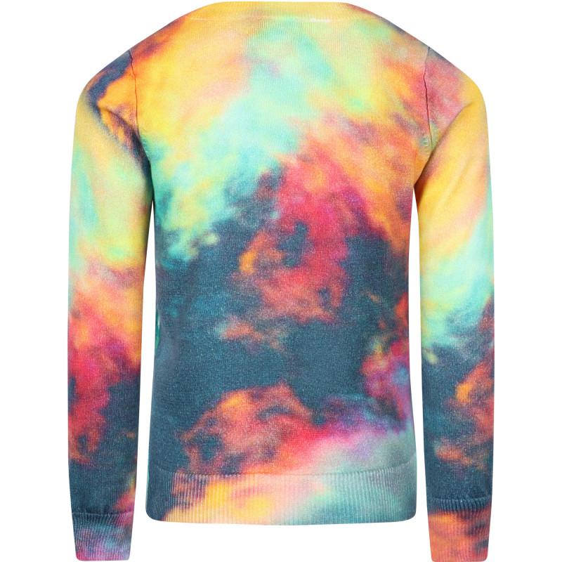 Autumn Cashmere Tie dye colorful cotton round neck sweater