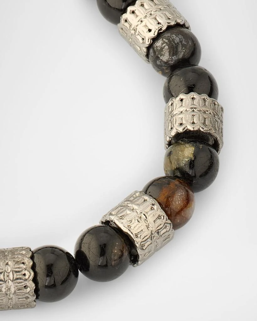 Armenta Men's Lapis and Tigers Eye Beaded Bracelet with Sterling Silver, 8mm 3