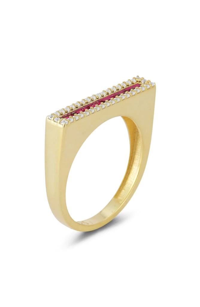 Sphera Milano 14K Gold Plated Sterling Silver Cubic Zirconia Bar Ring 1