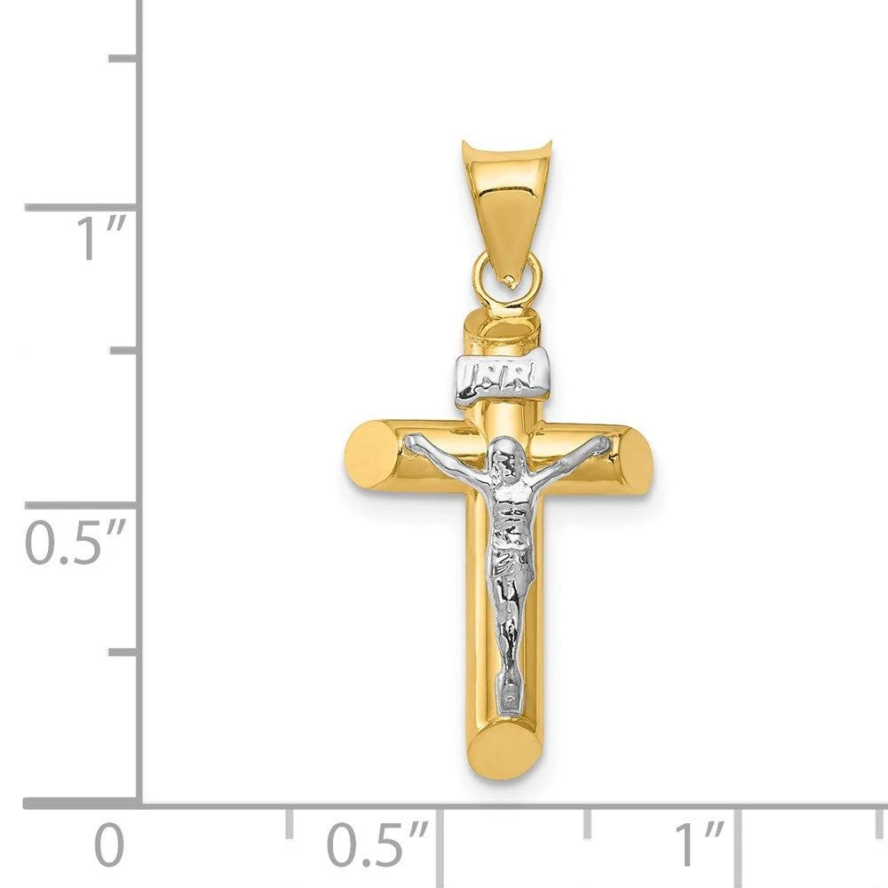 Diamond2Deal 14k Two-tone Gold Polished Crucifix Pendant 3