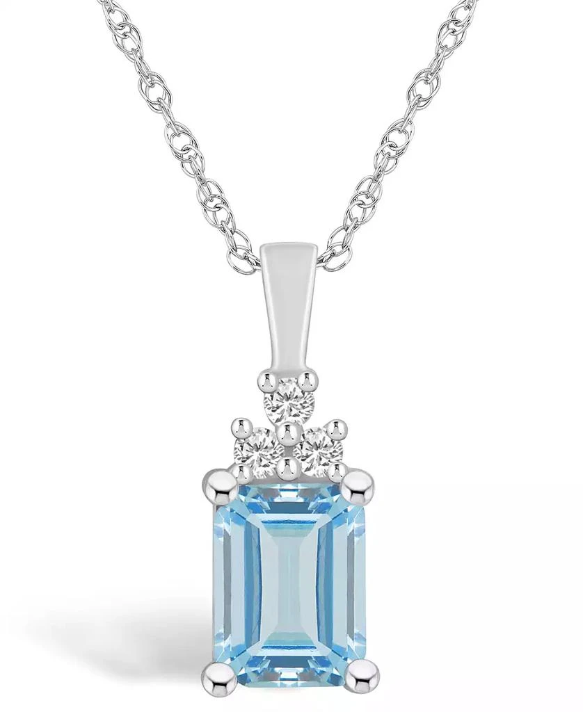 Macy's Aquamarine (1-3/8 Ct. T.W.) and Diamond (1/10 Ct. T.W.) Pendant Necklace in 14K White Gold 1