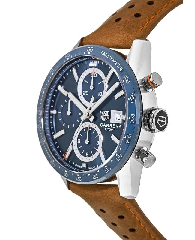 TAG Heuer Tag Heuer Carrera Calibre 16 Chronograph Blue Dial Ceramic Bezel Leather Strap Men's Watch CBM2112.FC6455-PO 3