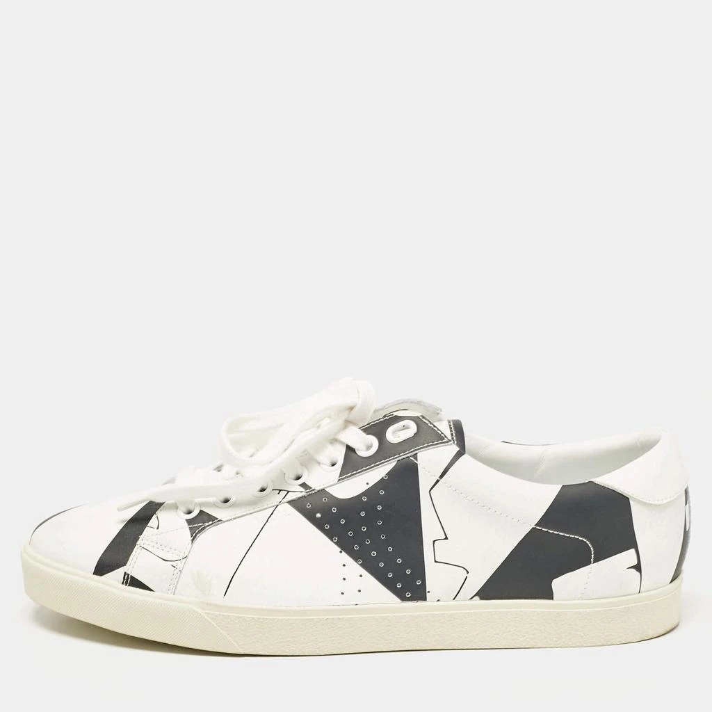 Celine Celine White/Black Print Leather Triomphe Sneakers Size 41 1