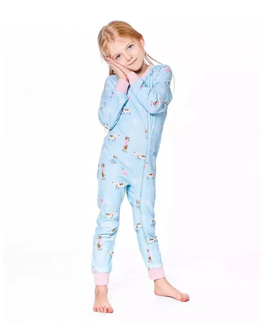 Deux par Deux Girl Cotton Interlock One-Piece Pajama Blue Dog Print - Toddler|Child 2
