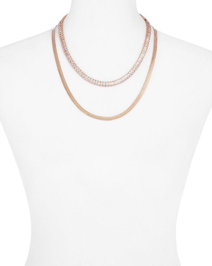 AQUA Baguette & Snake Chain Layered Necklace, 16-19" - 100% Exclusive