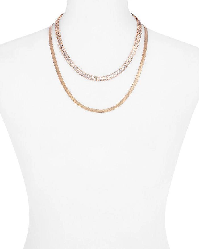 AQUA Baguette & Snake Chain Layered Necklace, 16-19" - Exclusive 2