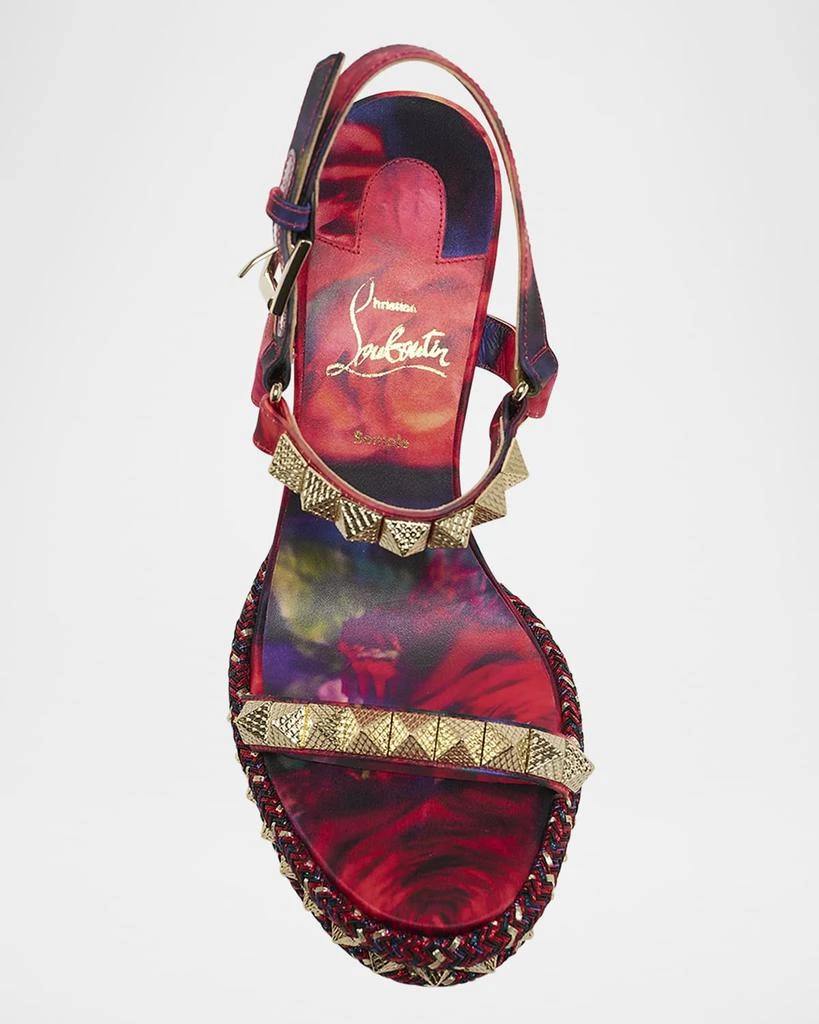 Christian Louboutin Pyraclou Satin Roses Wedge Sandals 4