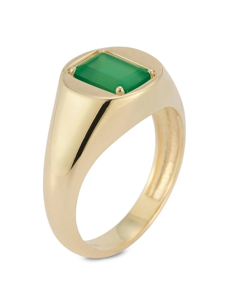 Saks Fifth Avenue 14K Yellow Gold 
Green Onyx Signet Ring