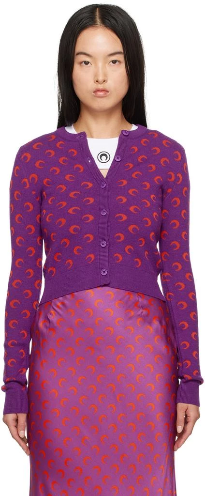 MARINE SERRE Purple Moon Jacquard Cardigan 1