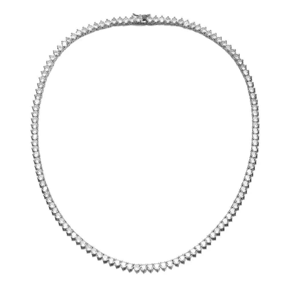 Rachel Glauber Classic 17" 14K Gold 
White Gold Plated Cubic Zirconia Tennis Necklace