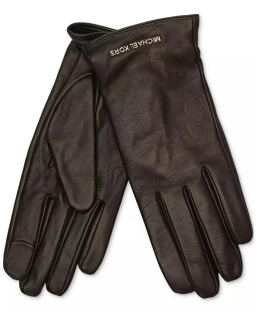 Michael Kors MICHAEL Women's Logo Detail Leather Tech Gloves 1